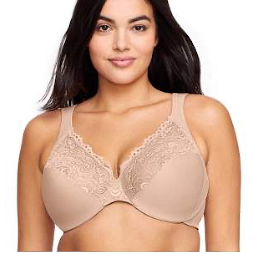 Glamorise Womens WonderWire Front-Closure Stretch Lace Underwire Bra